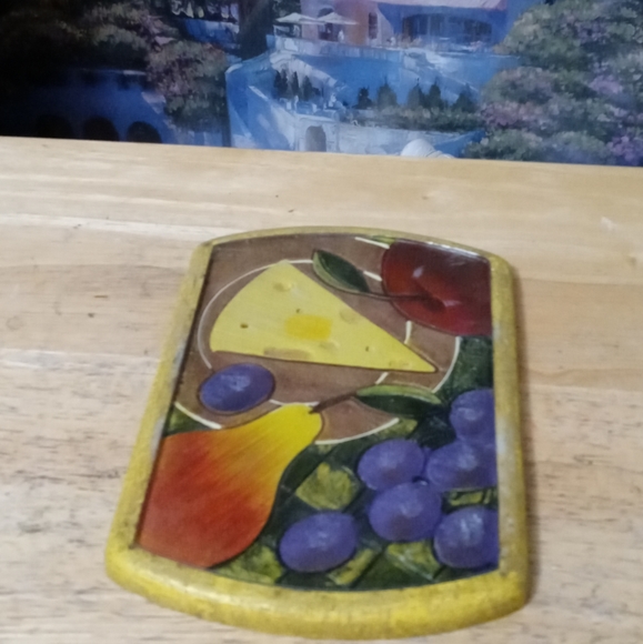 VTG International Heartland Serving 🍇 Platter&1 Clay Art Cheese Cutting Board. - Picture 9 of 16